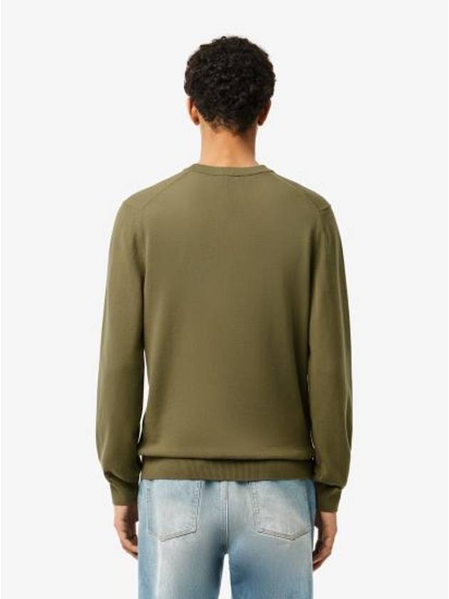 Organic Cotton Crew Knit Top Khaki - LACOSTE - BALAAN 3