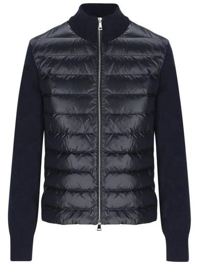 Logo Padded Wool Cardigan Navy - MONCLER - BALAAN 2