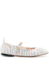 Striped Pattern Silk Ballerina Flat Shoes - THOM BROWNE - BALAAN 1