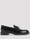 Triangle Logo Leather Loafers Black - PRADA - BALAAN 4