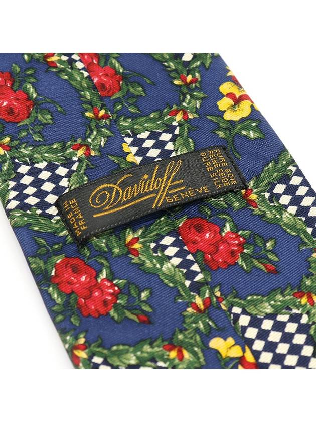 Davidoff 100 silk blue flower pattern tie - ETC - BALAAN 7