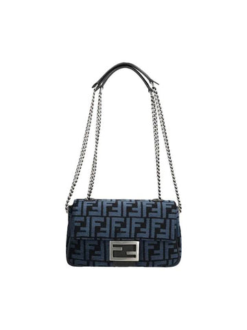 Baguette Chain Medium Shoulder Bag Blue - FENDI - BALAAN 1