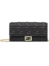 Baguette Continental Chain Leather Long Wallet Black - FENDI - BALAAN 2