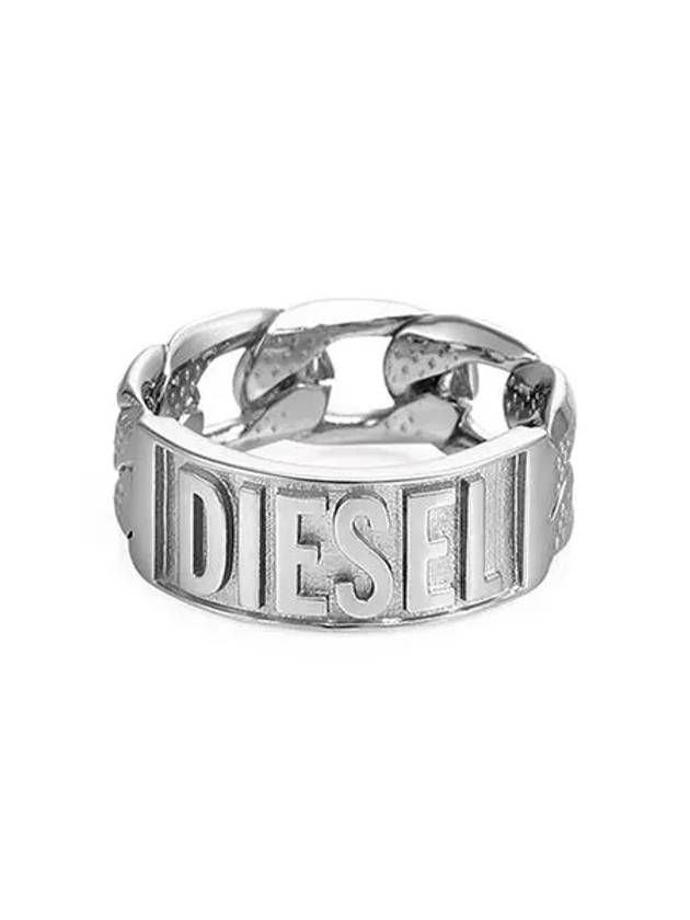 Engraved Logo Stainless Steel Ring Silver - DIESEL - BALAAN 2