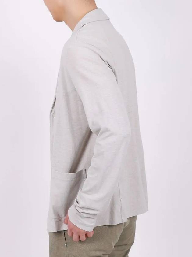 Gray notched cardigan linen blend jacket KA110 - IKALOOOK - BALAAN 5