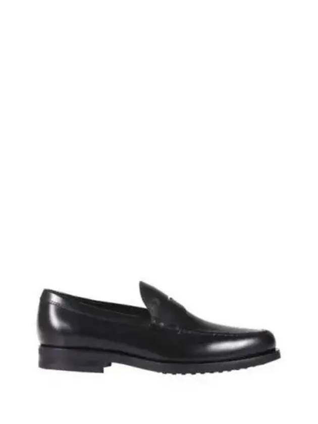 Men's Stamped Monogram Semi Glossy Leather Loafers Black - TOD'S - BALAAN 2