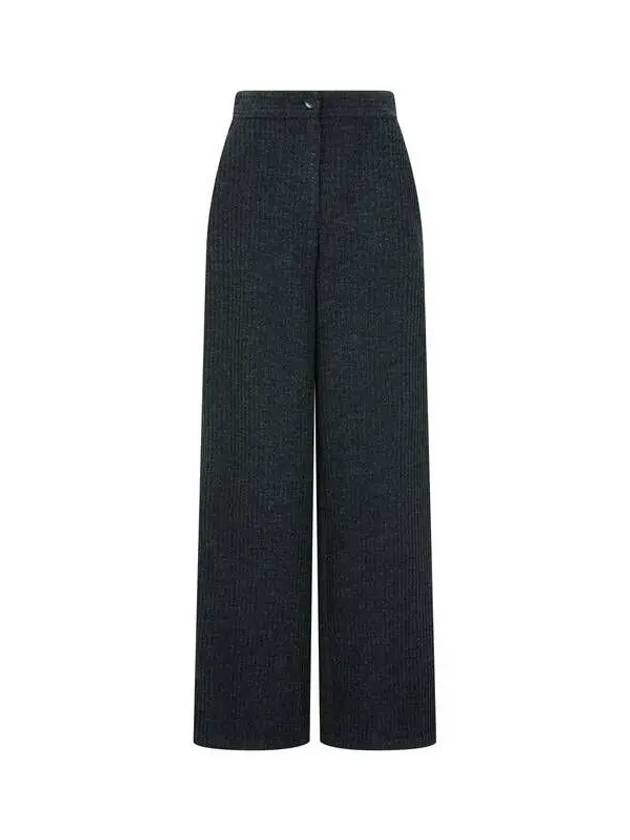 Women s Ribbed Wool Wide Long Pants Charcoal Gray 270690 - EMPORIO ARMANI - BALAAN 1