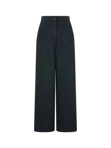 Women s ribbed wool wide long pants charcoal gray 270690 - EMPORIO ARMANI - BALAAN 1