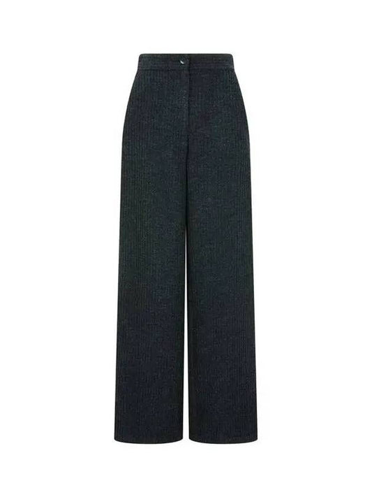 Women s Ribbed Wool Wide Long Pants Charcoal Gray 270690 - EMPORIO ARMANI - BALAAN 1