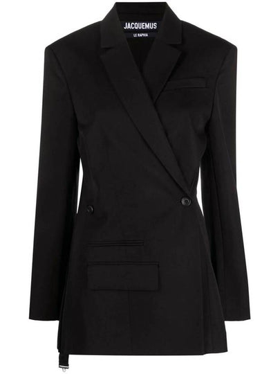 Women's La Best Tibau Crossover Double Breasted Blazer Jacket Black - JACQUEMUS - BALAAN 2