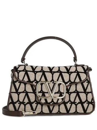 V Logo Signature Iconographe Canvas Leather Cross Bag Beige - VALENTINO - BALAAN 2