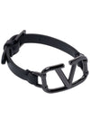 V Logo Leather Bracelet Black - VALENTINO - BALAAN 4