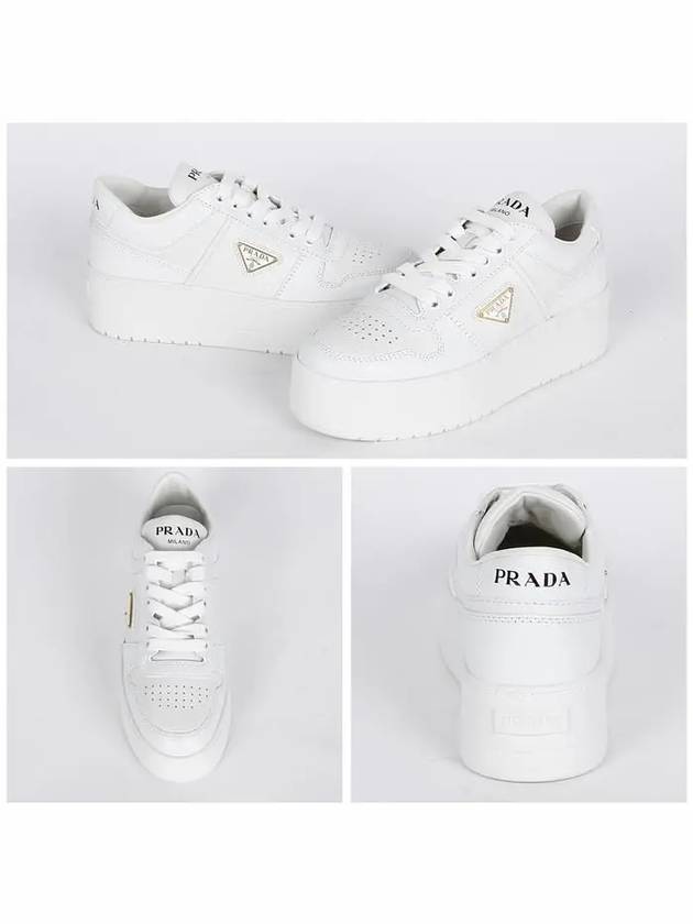 Downtown Bold Leather Low Top Sneakers White - PRADA - BALAAN 3