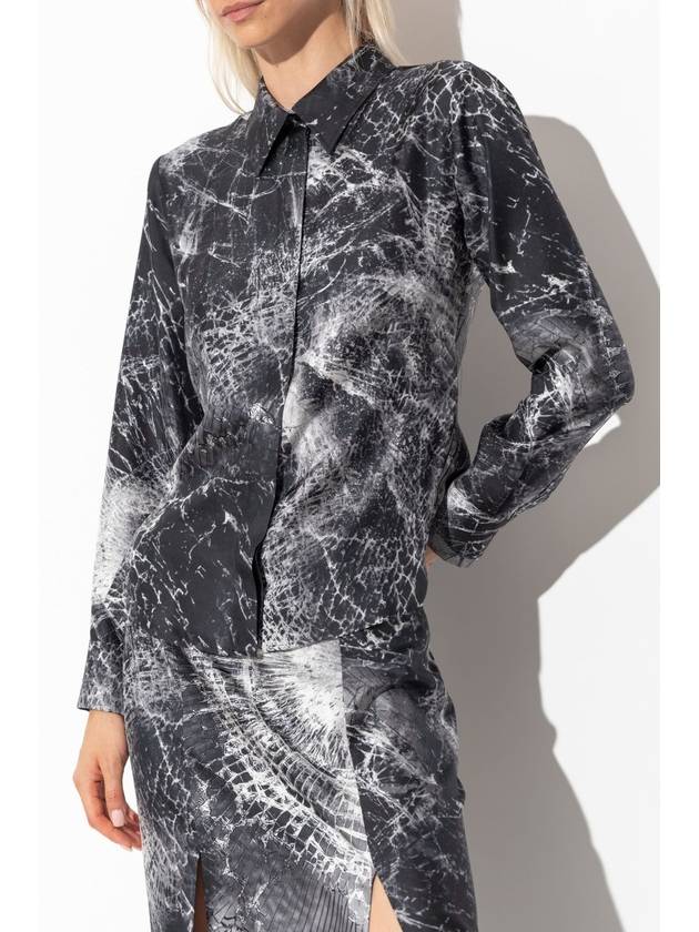 Alexander McQueen Silk Shirt With Print, Women's, Black - ALEXANDER MCQUEEN - BALAAN 3