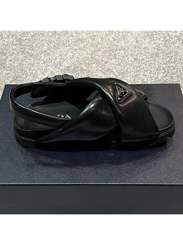 Padded Nappa Leather Crisscross Sandals Black - PRADA - BALAAN 8