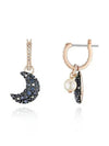 Moon Crystal Pearl Drop Earrings Gold Black - SWAROVSKI - BALAAN 4