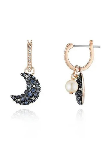 Moon Crystal Pearl Drop Earrings Gold Black - SWAROVSKI - BALAAN 1