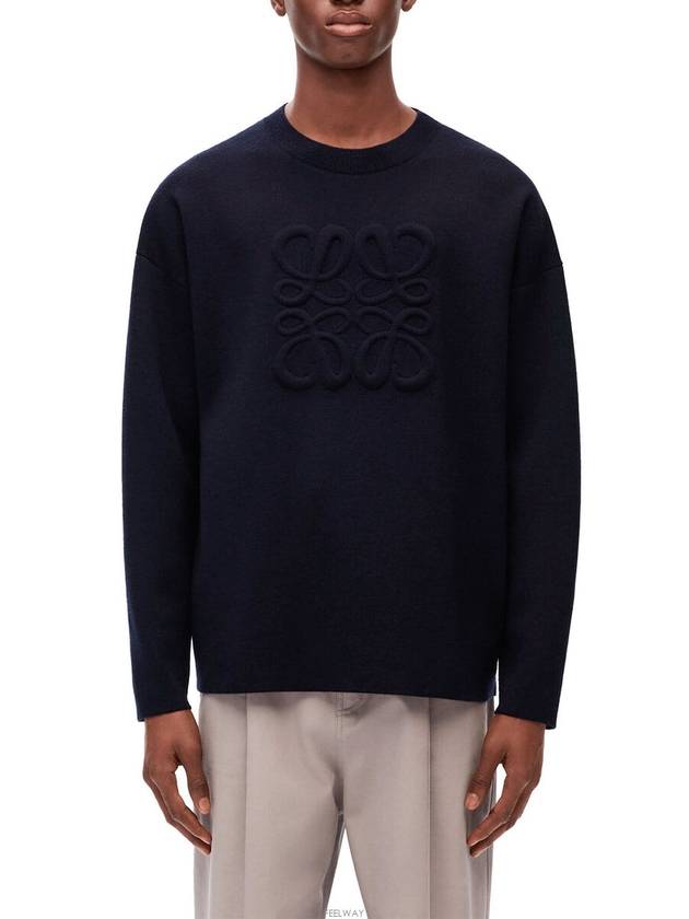 Debossed Anagram Wool Knit Top Navy - LOEWE - BALAAN 2