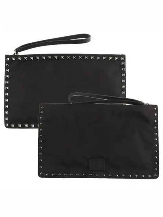 Rockstud Clutch Bag Black - VALENTINO - BALAAN 2