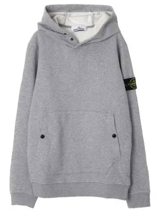 Snap Brushed Cotton Fleece Hoodie Grey - STONE ISLAND - BALAAN 2