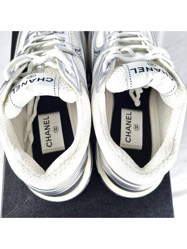 Fabric Laminated Low Top Sneakers Silver - CHANEL - BALAAN 5