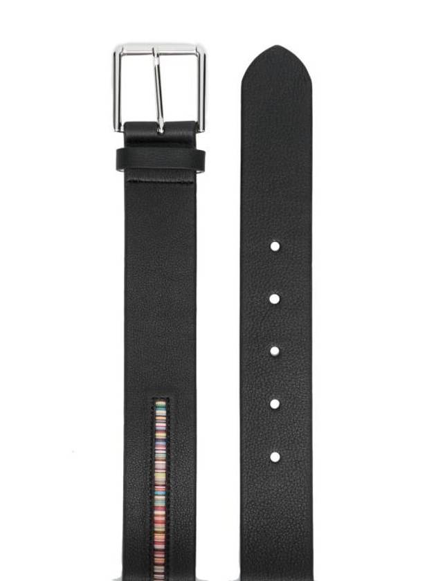 Signature Striped Leather Belt Black - PAUL SMITH - BALAAN 3