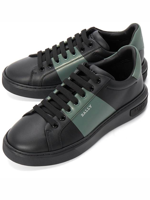 Mitty Leather Low Top Sneakers Black Green - BALLY - BALAAN 2