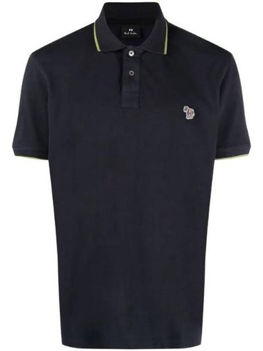 Zebra Patch Regular Fit Short Sleeve Polo Shirt Navy - PAUL SMITH - BALAAN 1