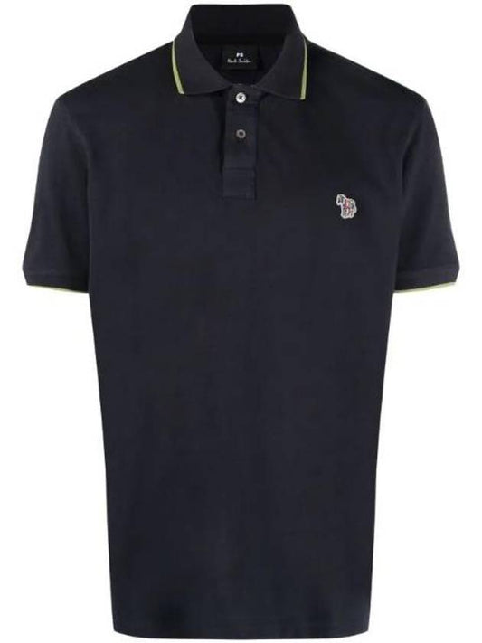 Regular Fit Zebra Wappen Short Sleeve Polo Shirt Navy - PAUL SMITH - BALAAN 1