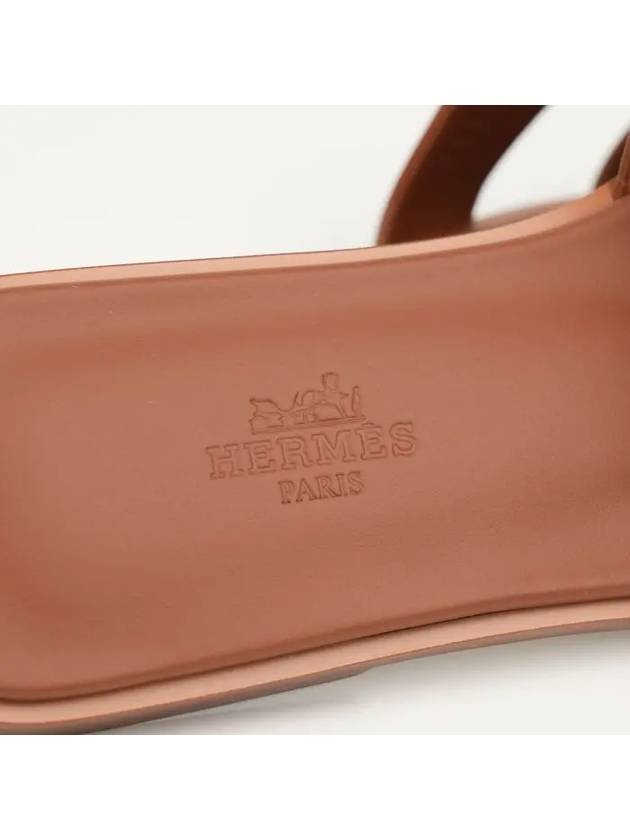 Oran Calfskin Slippers Gold Piqures Ecrues - HERMES - BALAAN 4