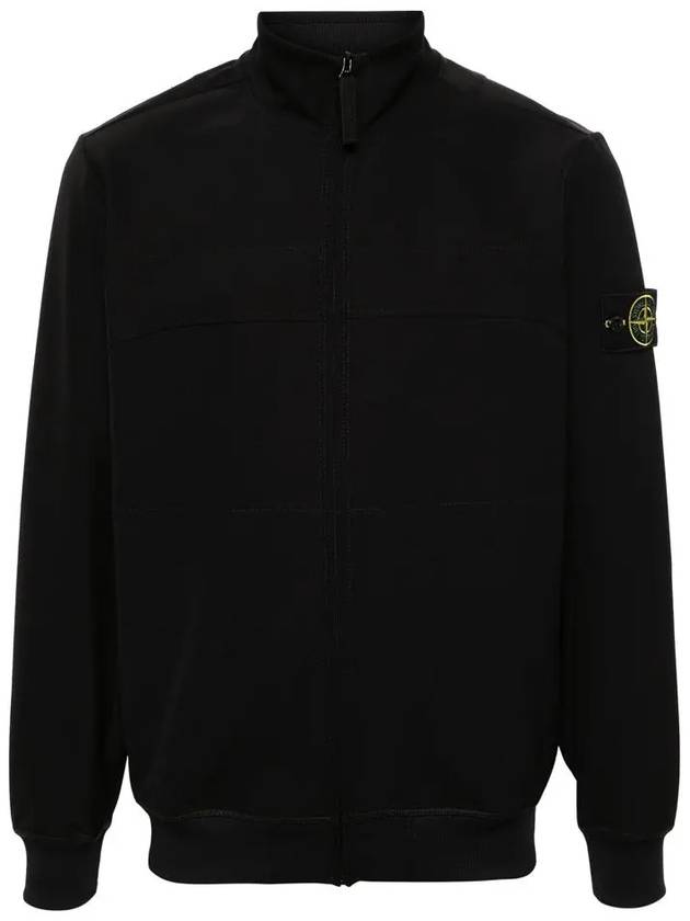 Logo Badge Zipper Comfort Fit Fleece Track Jacket Black - STONE ISLAND - BALAAN 3