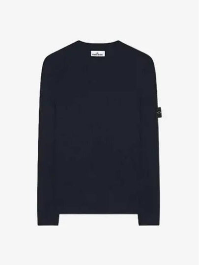 Wappen Patch Crew Neck Ribbed Wool Knit Top Black - STONE ISLAND - BALAAN 2