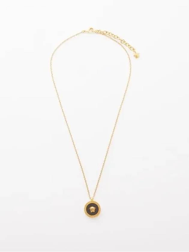 Enamel Medusa Necklace Black Gold - VERSACE - BALAAN 6