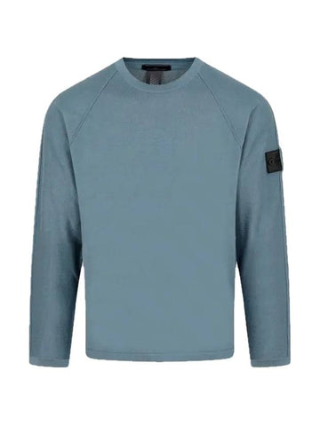 Wappen Patch Crew Neck Knit Top Blue - STONE ISLAND - BALAAN 1