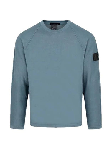 Wappen Patch Crew Neck Knit Top Blue - STONE ISLAND - BALAAN 1