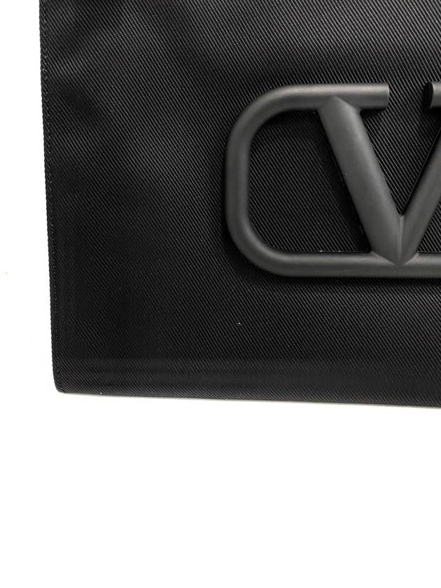 Nylon V Logo Clutch Bag Black - VALENTINO - BALAAN.