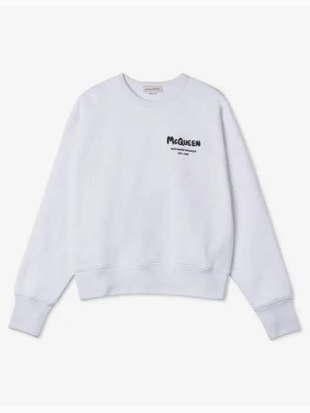 Graffiti Logo Print Sweatshirt White - ALEXANDER MCQUEEN - BALAAN 2