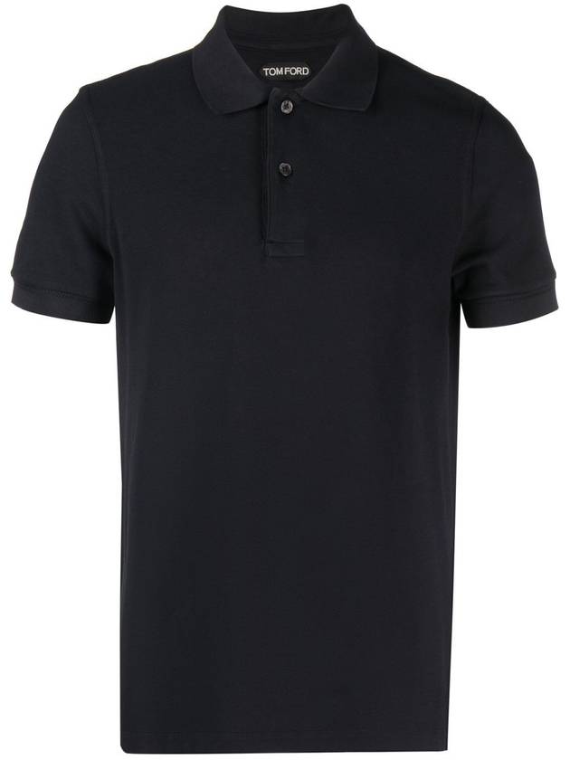 Short Sleeve Polo Shirt Blue - TOM FORD - BALAAN 2