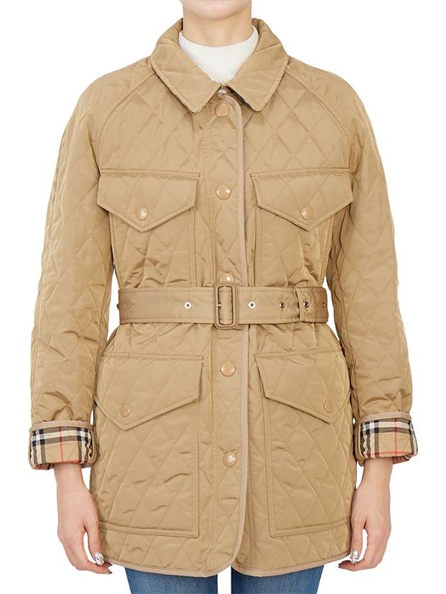 WoMen's Kemble Diamond Quilted Jacket Beige - BURBERRY - BALAAN 4