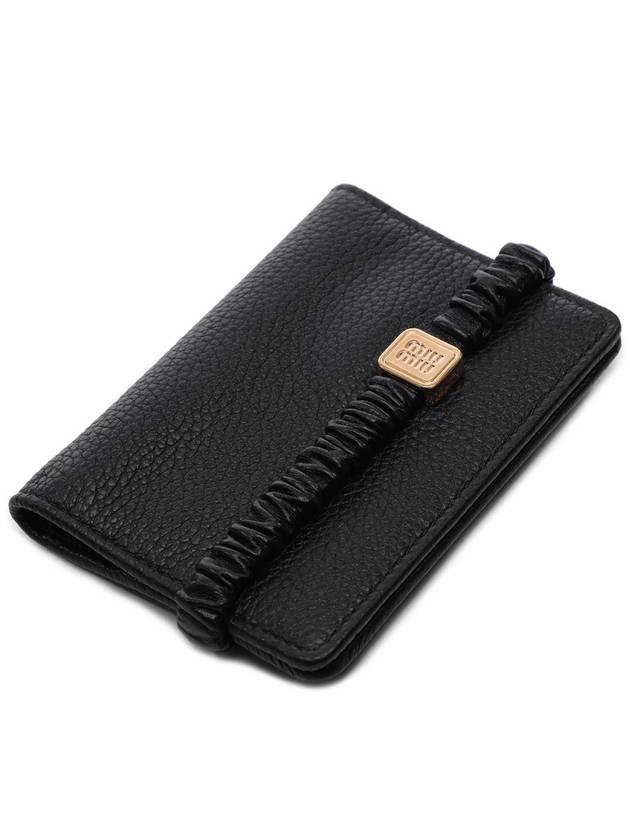 Logo Plaque Bifold Wallet Black - MIU MIU - BALAAN 6