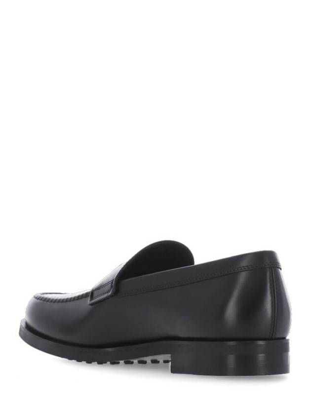 Men's Stamped Monogram Semi Glossy Leather Loafers Black - TOD'S - BALAAN 20