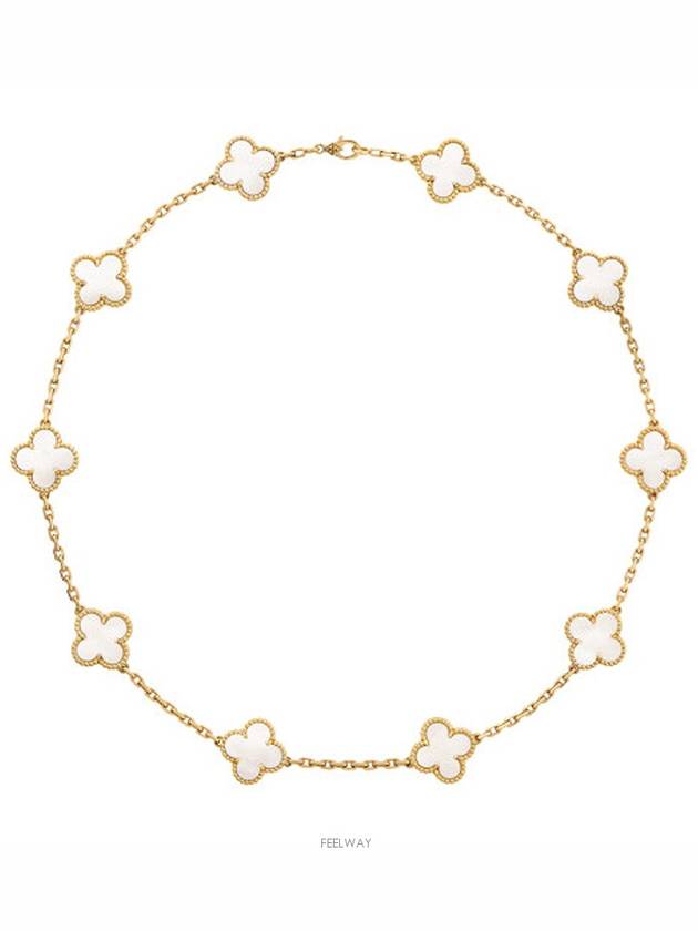 Van Cleef Arpels Vintage Alhambra Necklace 10 Motif Yellow Gold Mother of Pearl 74189 - VANCLEEFARPELS - BALAAN 1