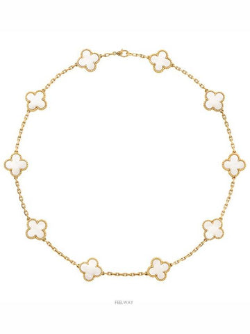 Van Cleef Arpels Vintage Alhambra Necklace 10 Motif Yellow Gold Mother of Pearl 74189 - VANCLEEFARPELS - BALAAN 1