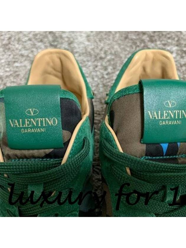 Rock Runner Camouflage Low Top Green Leather Sneakers 43 280 - VALENTINO - BALAAN 3