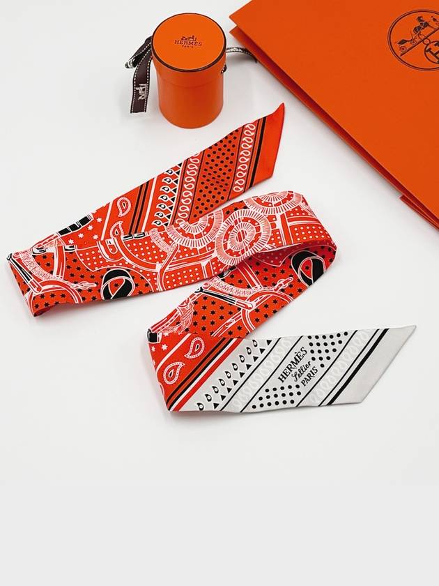 Eperon D'Or Bandana Twilly Scarf Vermillon - HERMES - BALAAN 3