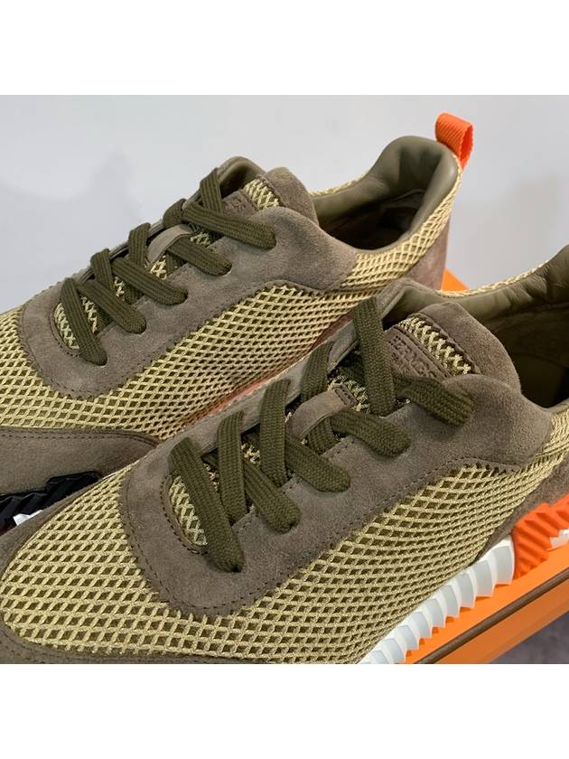 Men s Bouncing Sneakers Mesh Khaki H Black Orange Two tone - HERMES - BALAAN 6