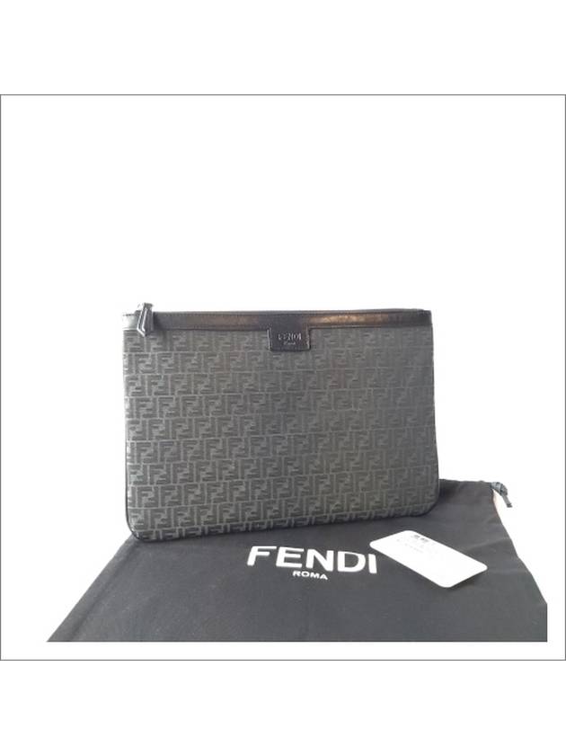 FF Logo Canvas Medium Clutch Bag Black - FENDI - BALAAN 11