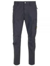 Stretch Cotton Gabardine Garment Dyed Cargo Straight Pants Navy - STONE ISLAND - BALAAN 2