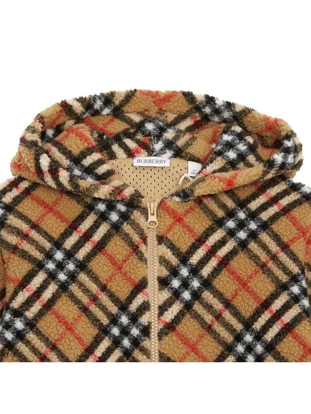 Kids Vintage Check Hooded Fleece Jacket Archive Beige - BURBERRY - BALAAN 5