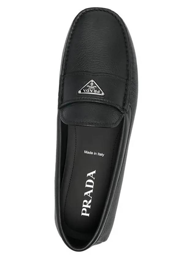 Triangle Logo Leather Driving Shoes Black - PRADA - BALAAN 4